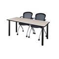Kee Rectangle Training Table & Chair Set, 72 X 24 X 29, Wood|Metal|Fabric Top, Maple MT7224PLBPBK23BK
